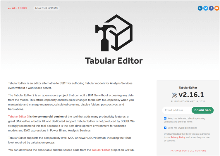 Tabular Editor download page 