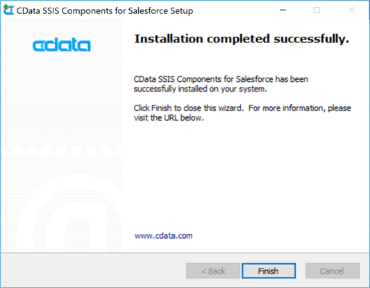 SSIS + CDATA Connectors - Successful install of SalesForce components.
