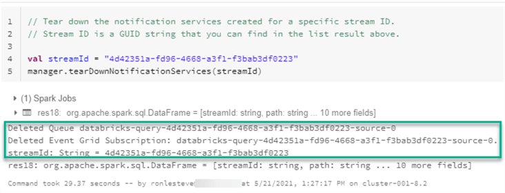 TearDownNotificationSvcs Code that will delete auto loader resources in Azure.