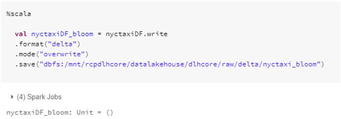 WriteLakeBloom Code used to write DF data to ADLS gen2 Bloom