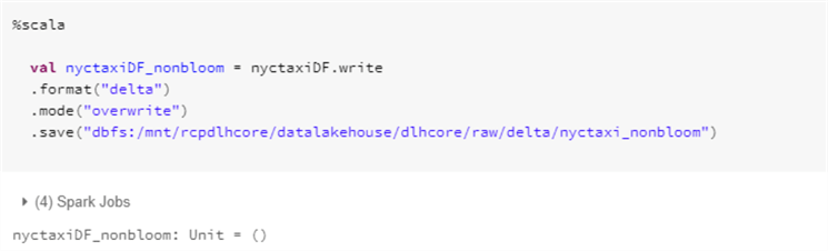 WriteLakeNonBloom Code used to write DF data to ADLS gen2 NonBloom