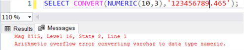 convert to numeric overflow