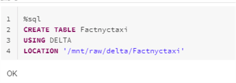 FactnyctaxiSQL Create sql table Factnyctaxi