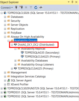availability groups in object explorer
