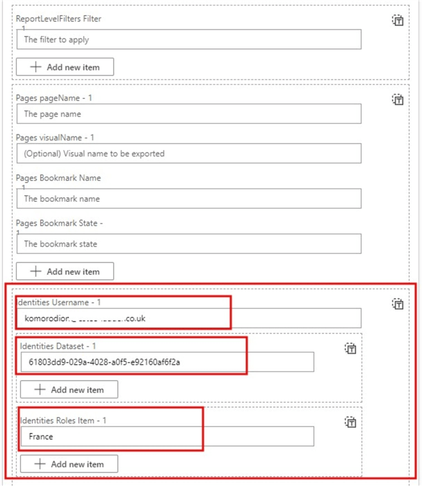 Configuring of the Export to File for Power BI Reports step 2