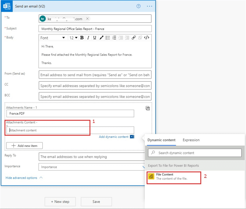 Configuring the Send an email flow step in Power Automate 3