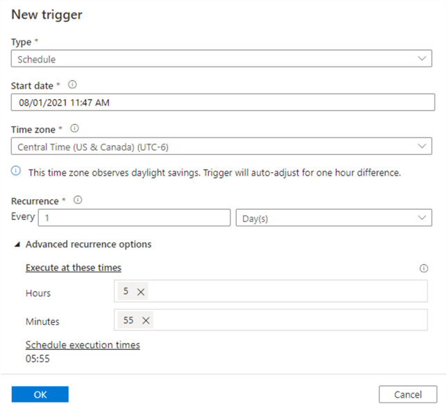 ADFTrigger ADF trigger for scheduling pipelines