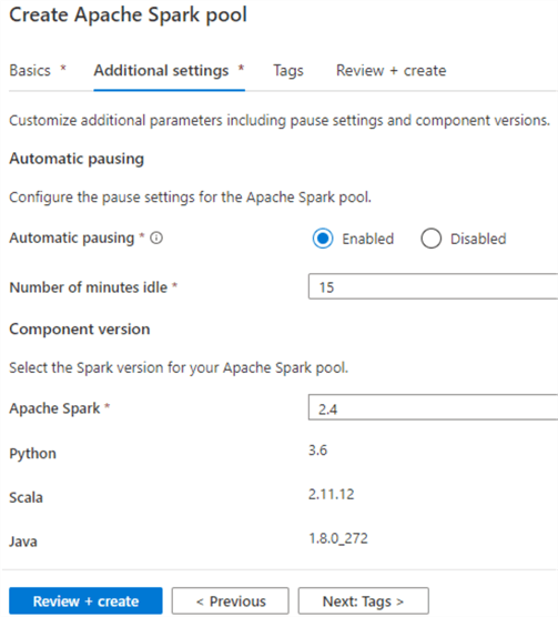 SparkPoolAdditionalSettings Additional Settings for configuring Spark pool