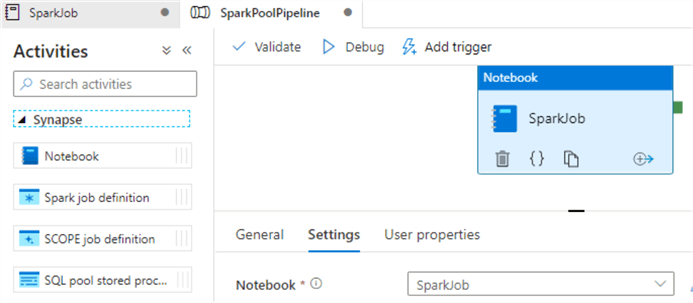 SynapseSparkJob Spark Notebook activity within Synapse pipelines