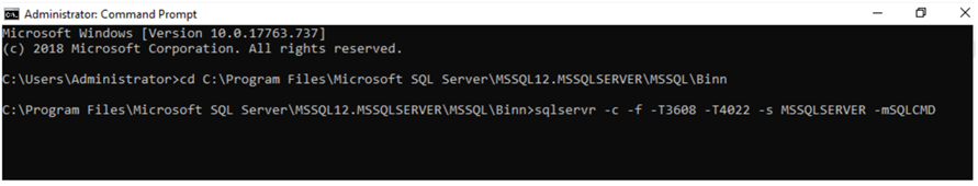 sqlcmd start sql server with options