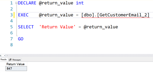 SQL RETURN and clause in Stored Procedures