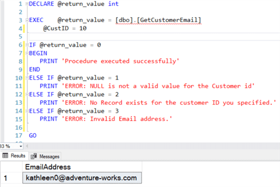 halvø vedtage Mary SQL RETURN and SQL OUTPUT clause in Stored Procedures