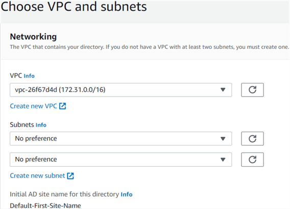 choose vpc and subnets