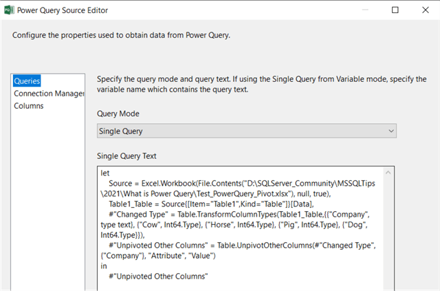 power query ssis