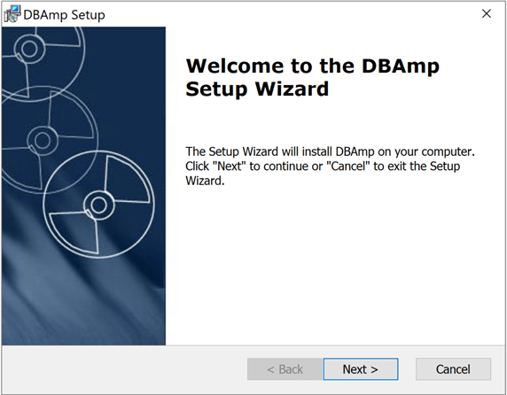 CDATA - DBAMP - Welcome screen.
