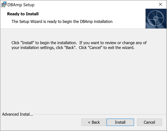 CDATA - DBAMP - Ready to install screen.