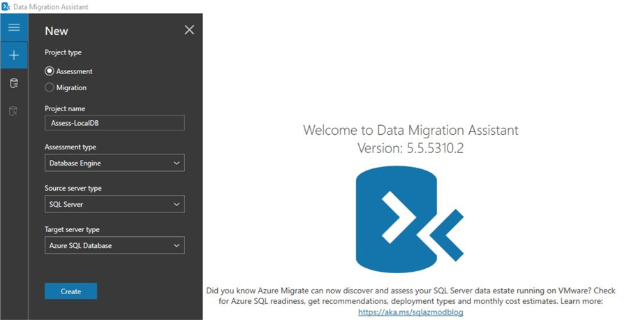 welcom to data migration assistant