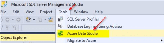 azure data studio option in ssms