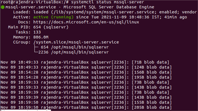 linux get sql service status
