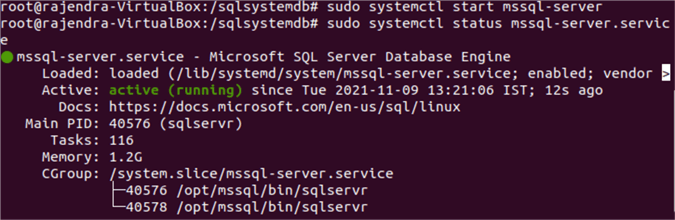 linux start sql service