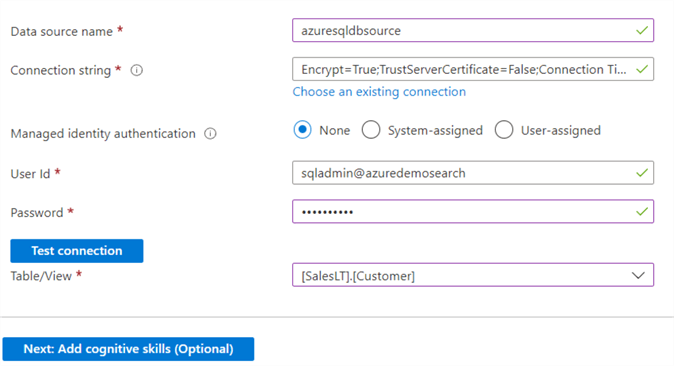 Azure Cognitive Search import data