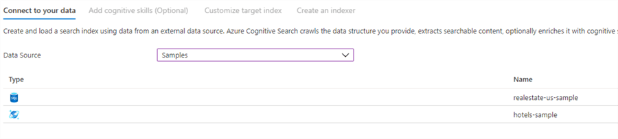 Azure Cognitive Search connect to data