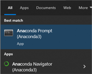 start anaconda prompt
