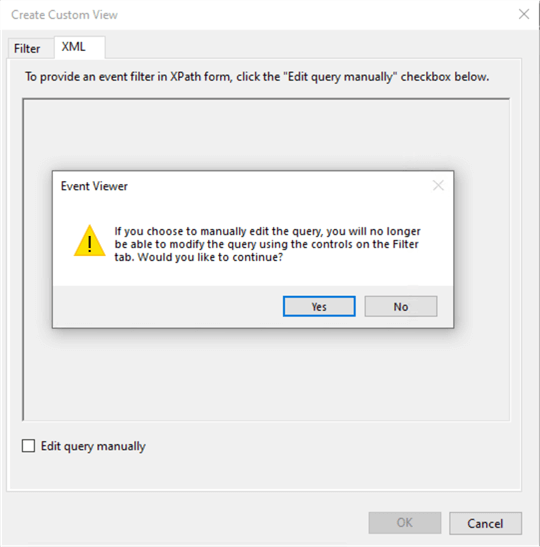 A Warning Message from Event Viewer 