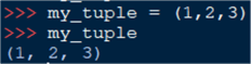 Three-item tuple, can also be declared without brackets