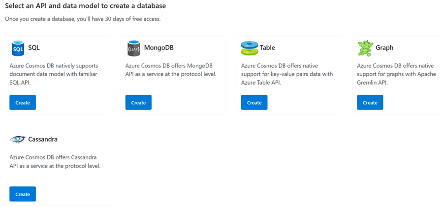 select an api and data model to create a database