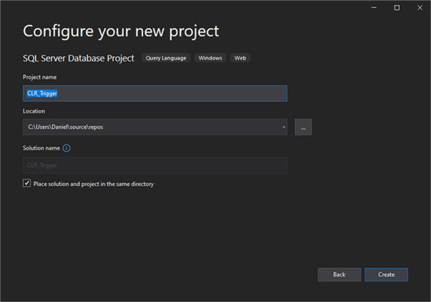 Screen Capture 2. Configure your new project,