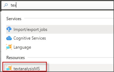 Search text analysis service in Azure