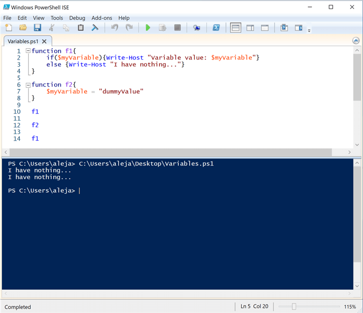 powershell ise and script