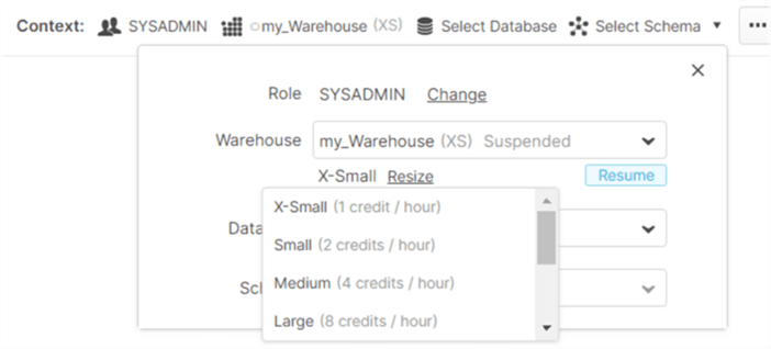 snowflake warehouse sizes