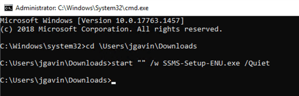 install ssms via command line