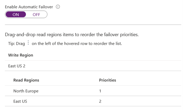 Azure Cosmos DB enable automatic failover