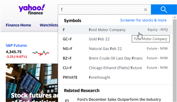 yahoo finance stock data