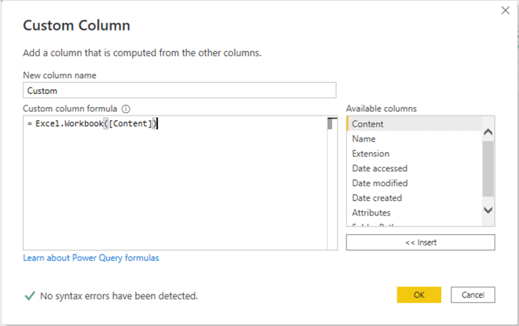 Adding a new column to the step using custom column and M query