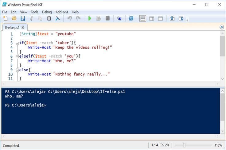 powershell nested if else statements