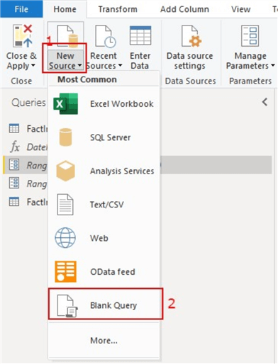 Adding a new Blank Query source