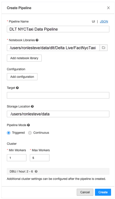 CreatePipeline Configuration Properties for creating a Delta Live Tables Pipeline