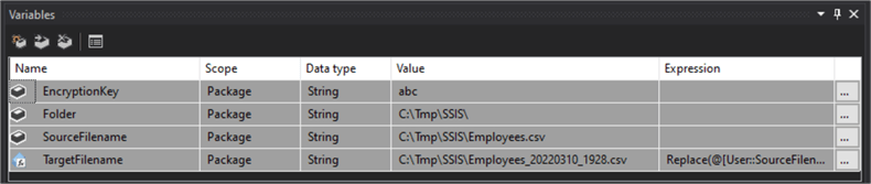 ssis package variables