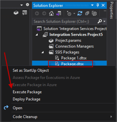 ssis execute package
