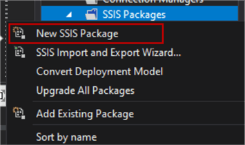 create new ssis package