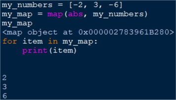 using map function with abs
