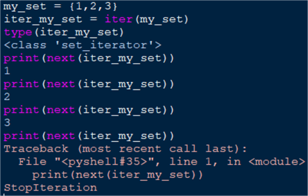 converting a set to an iterator