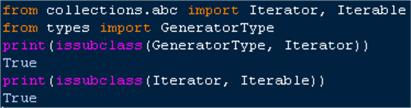 compare iterable, iterator and generator types with issubclass