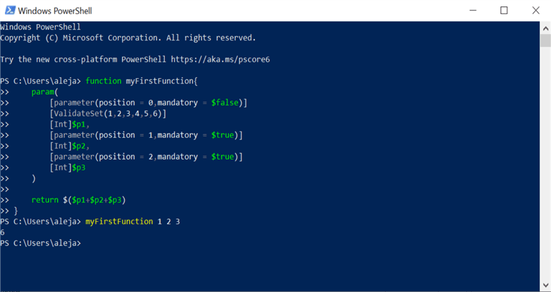 powershell function execution and results