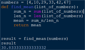 function for finding the mean