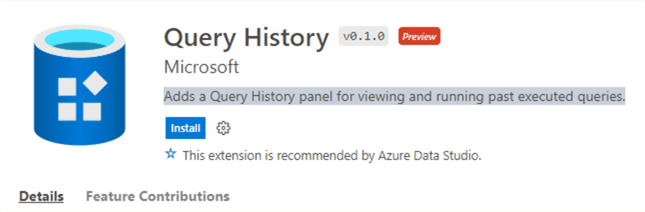 azure data studio Query History Extension